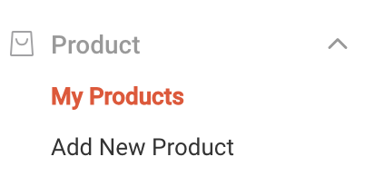 セラーセンターのMy Productsメニュー