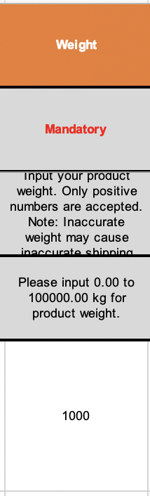 Weightの入力例（1000）